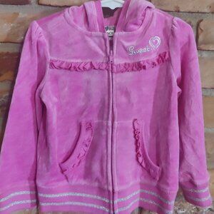 Girls 2 Piece Pink Velour Outfit